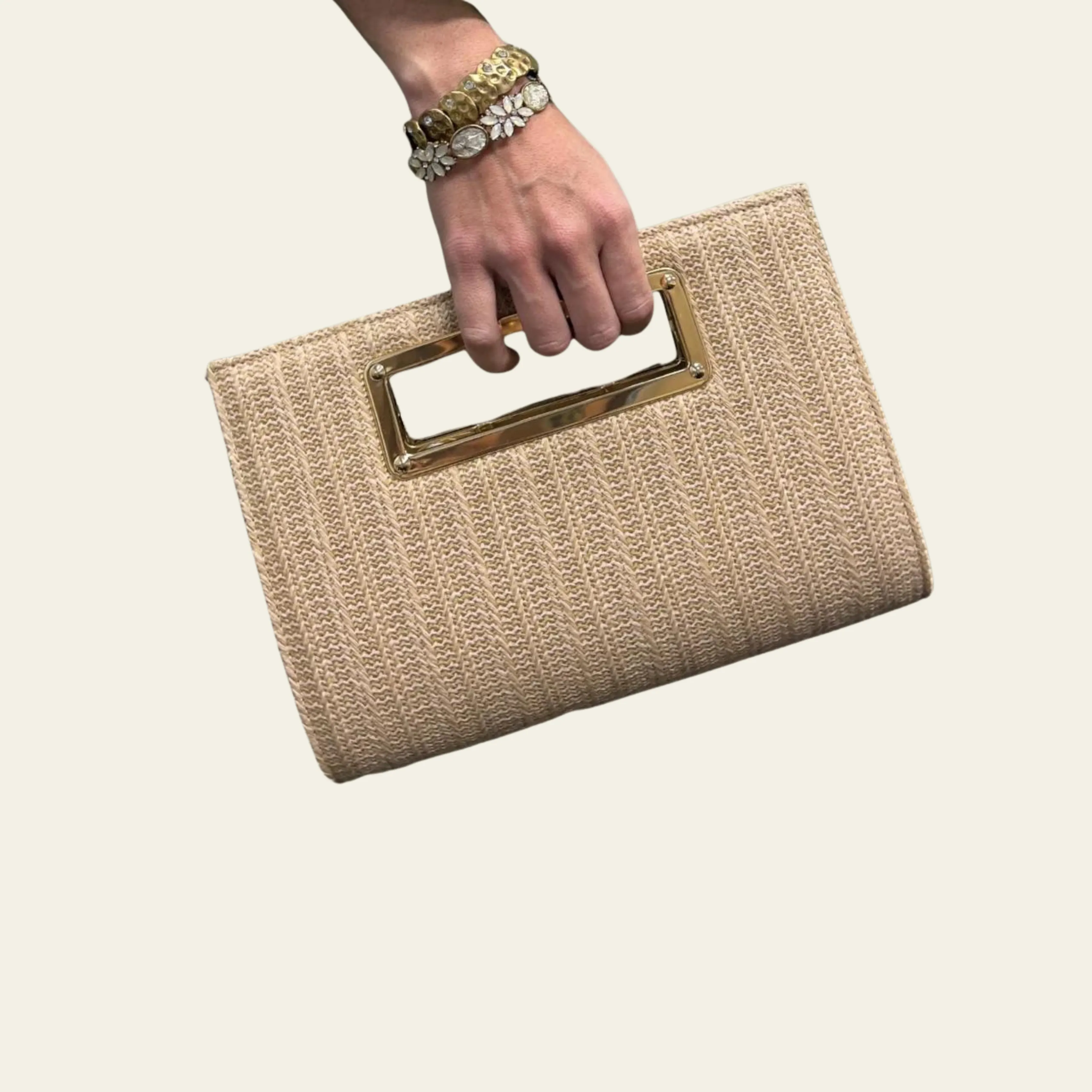 Textured Straw Clutch