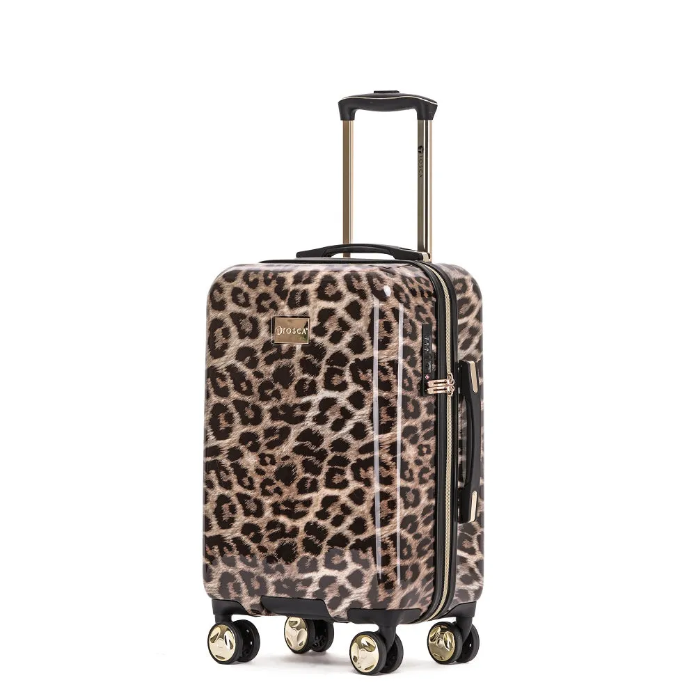 Tosca - 20in Small 4 Wheel Hard Suitcase - Leopard