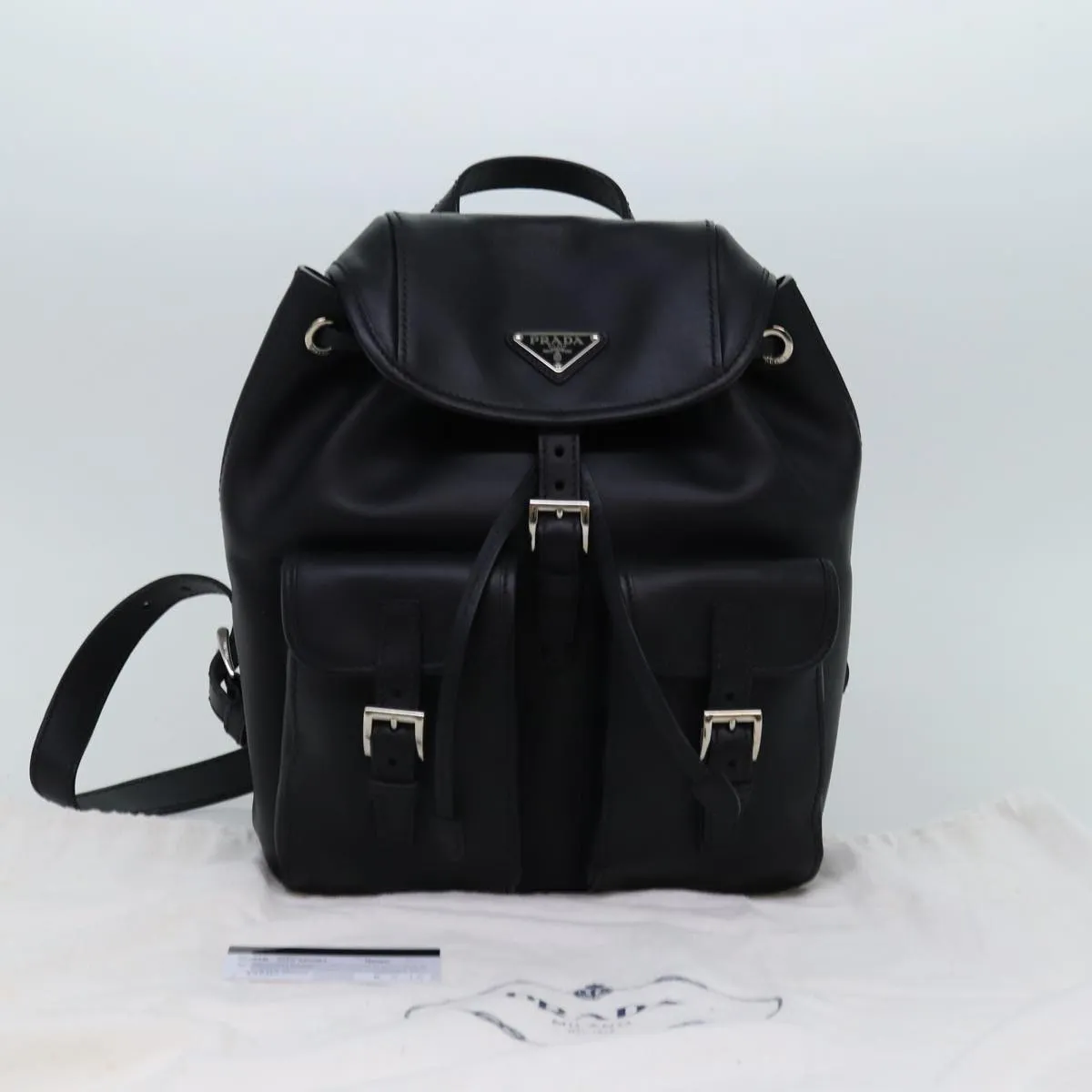 Trendy Inspired Prada Backpack Leather Black Auth 74278a