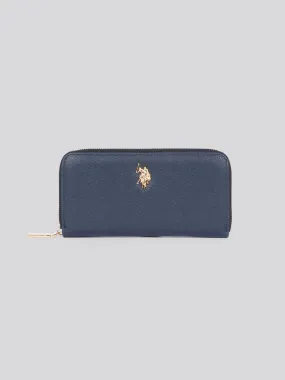 U.S. Polo Assn. Womens Large Zip Around Wallet in Navy