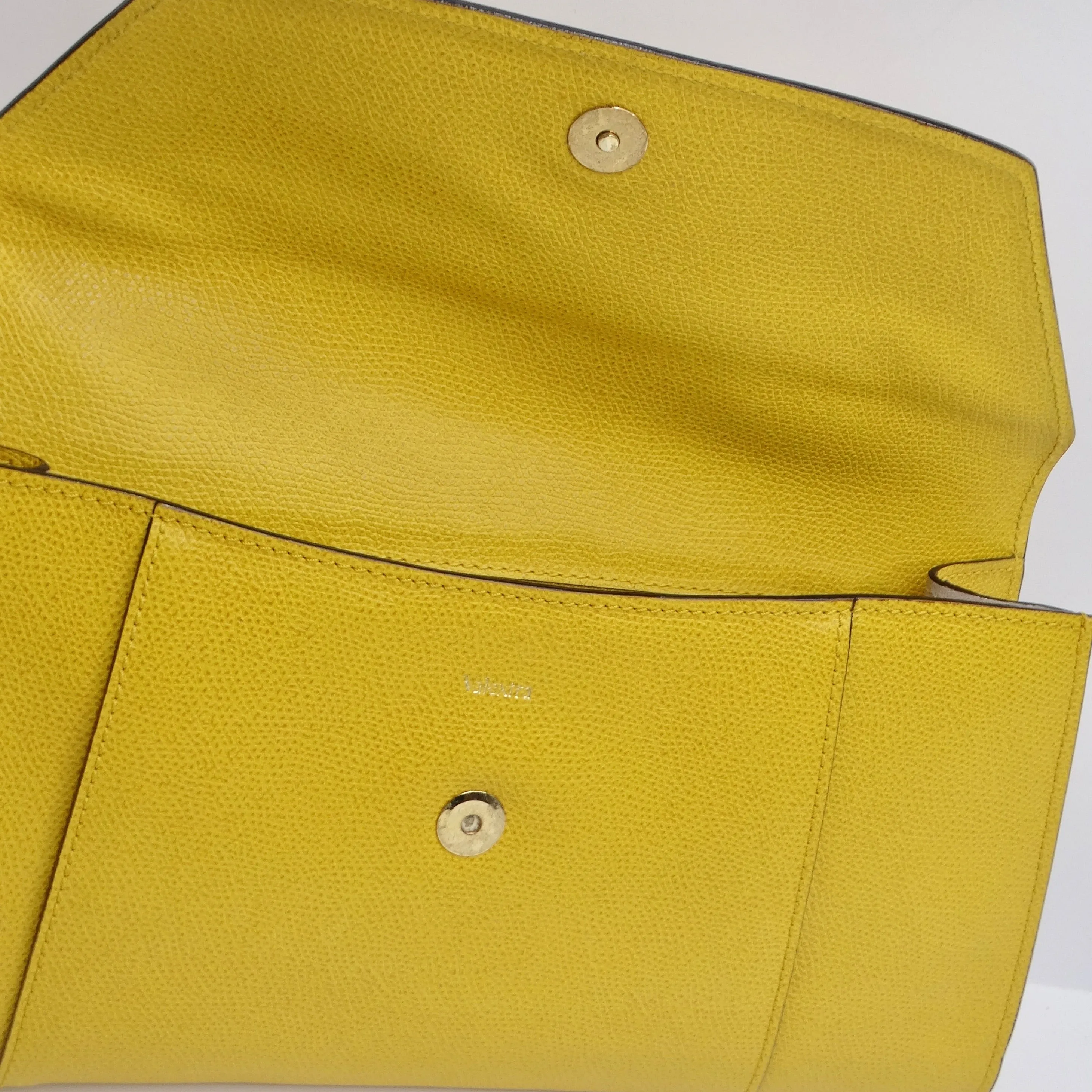 Valextra Yellow Leather Clutch