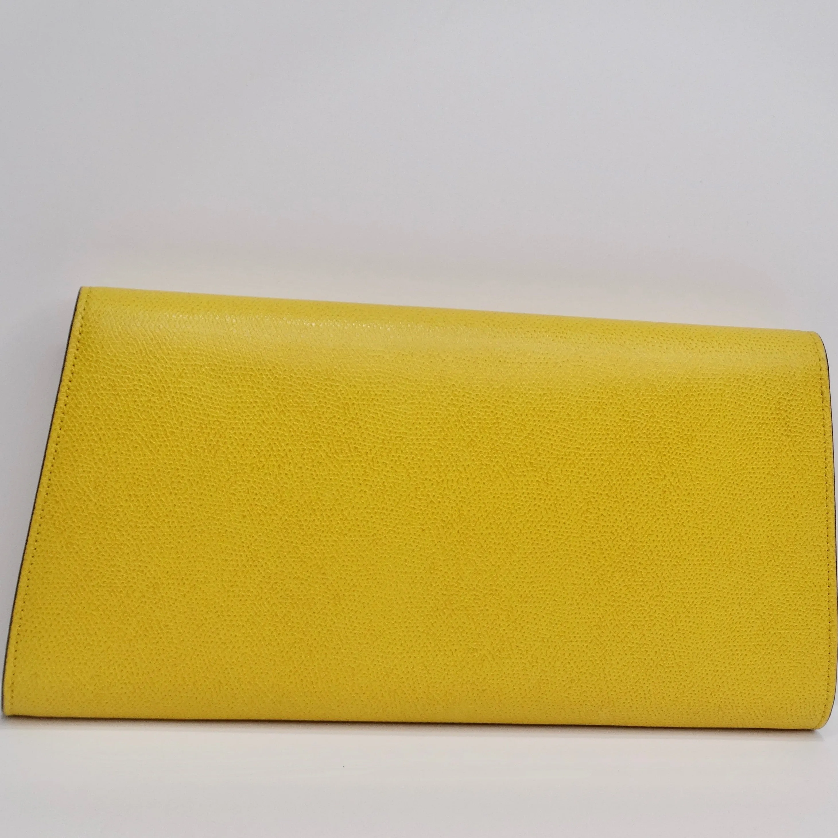 Valextra Yellow Leather Clutch