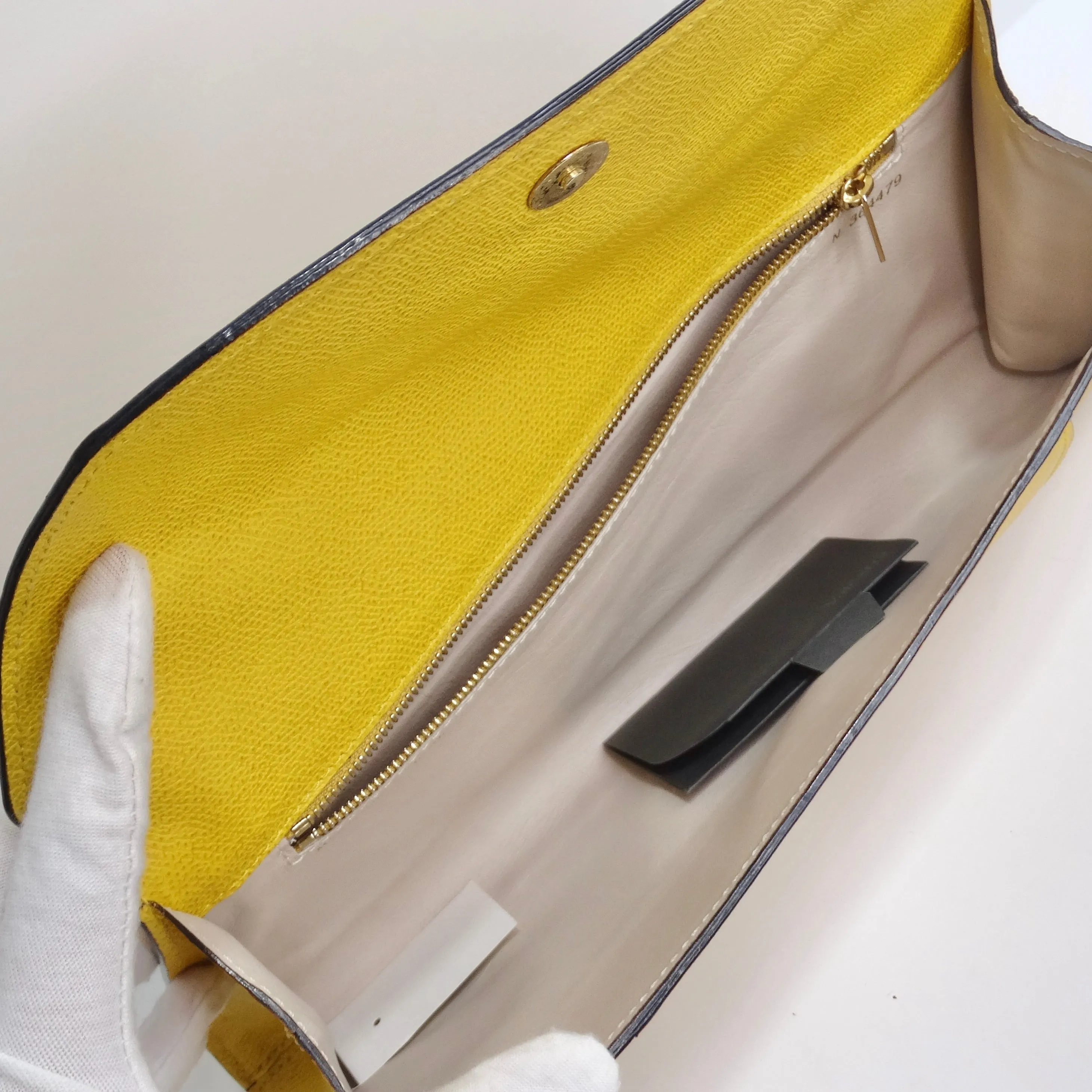 Valextra Yellow Leather Clutch