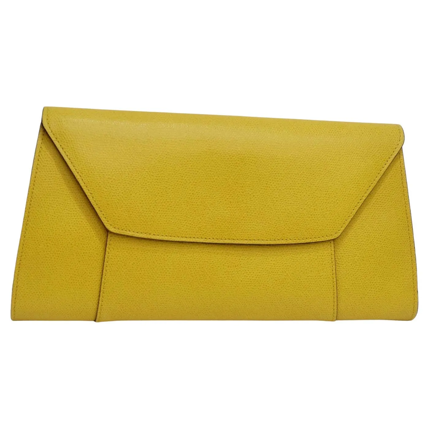 Valextra Yellow Leather Clutch