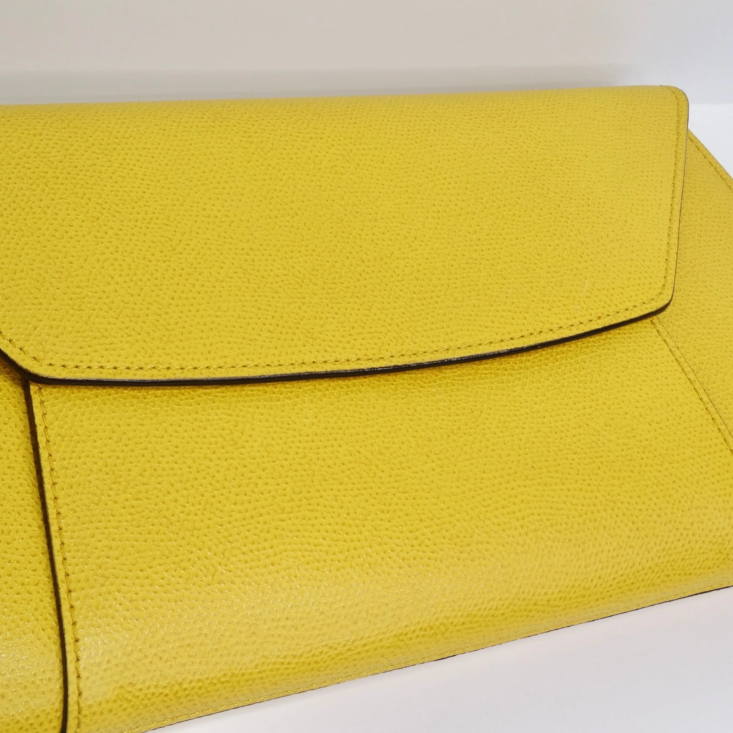 Valextra Yellow Leather Clutch