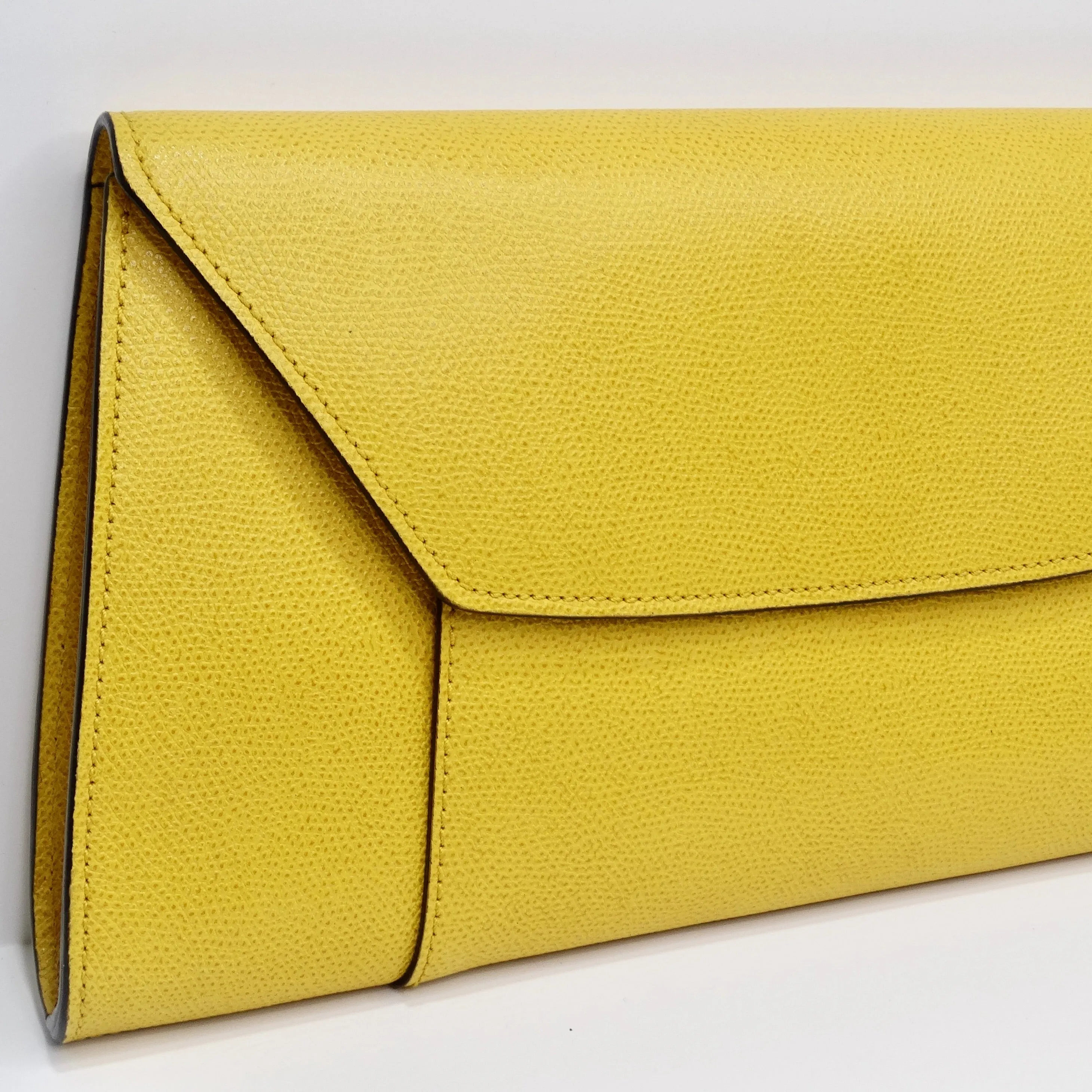 Valextra Yellow Leather Clutch