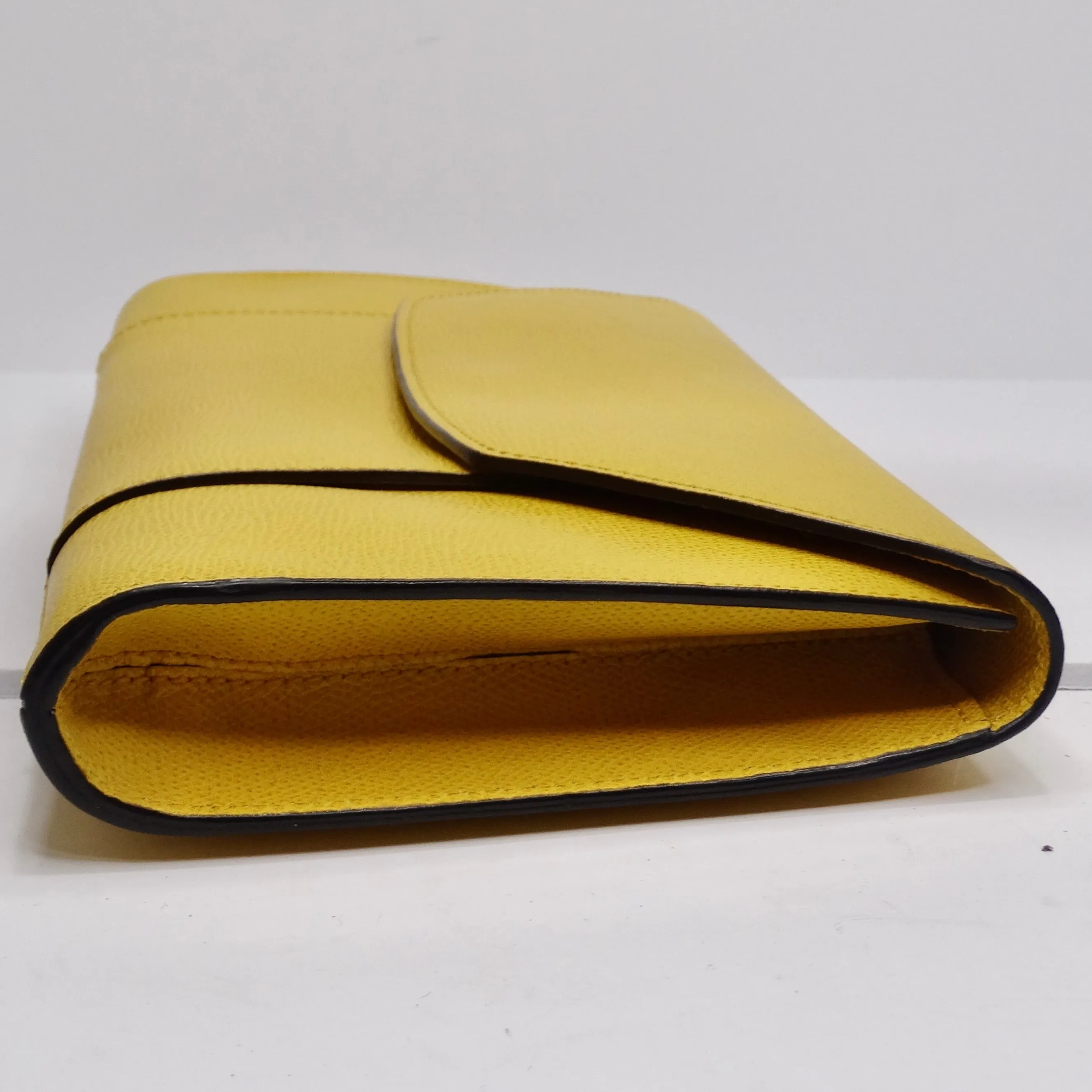 Valextra Yellow Leather Clutch